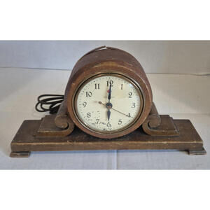 Vintage General Electric GE A83F02 Electric Wood Mantle Clock for parts / repair